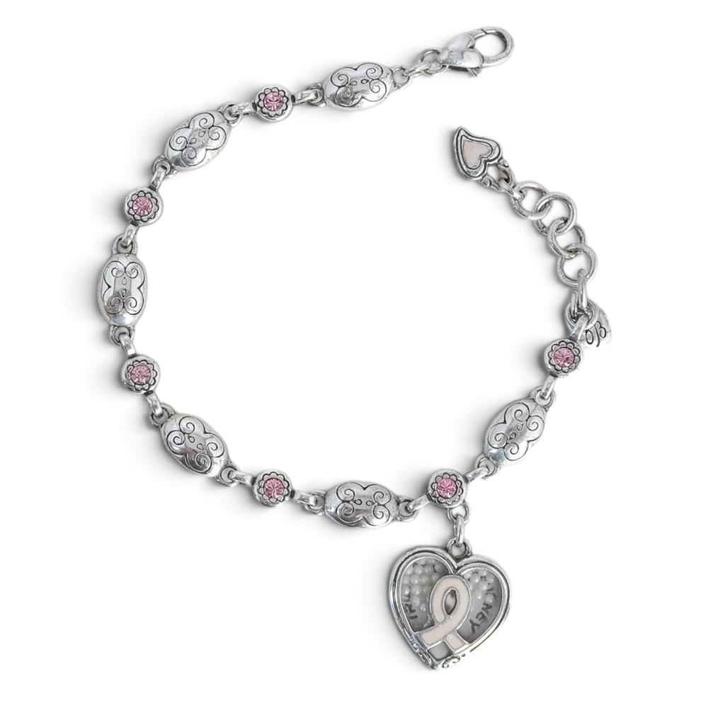 Brighton POP Power of Pink Heart Charm Bracelet Breast Cancer Awareness Retired